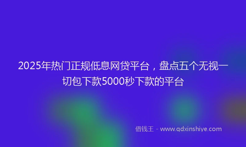 2025年热门正规低息网贷平台，盘点五个无视一切包下款5000秒下款的平台