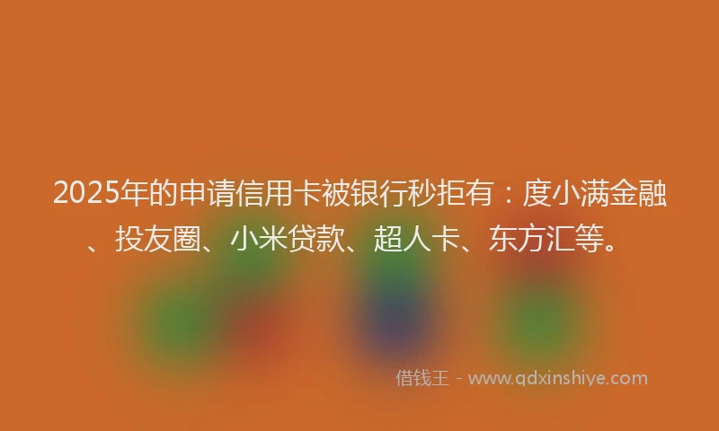 2025年的申请信用卡被银行秒拒有：度小满金融、投友圈、小米贷款、超人卡、东方汇等。