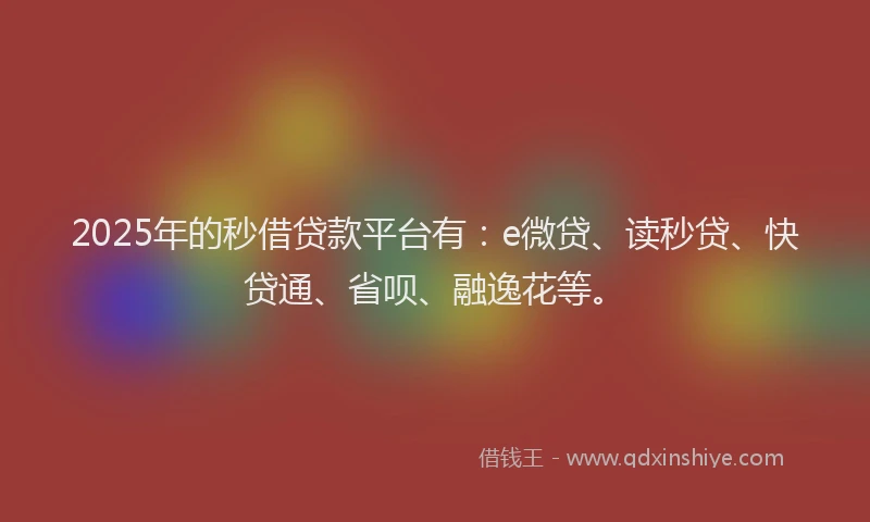 2025年的秒借贷款平台有：e微贷、读秒贷、快贷通、省呗、融逸花等。