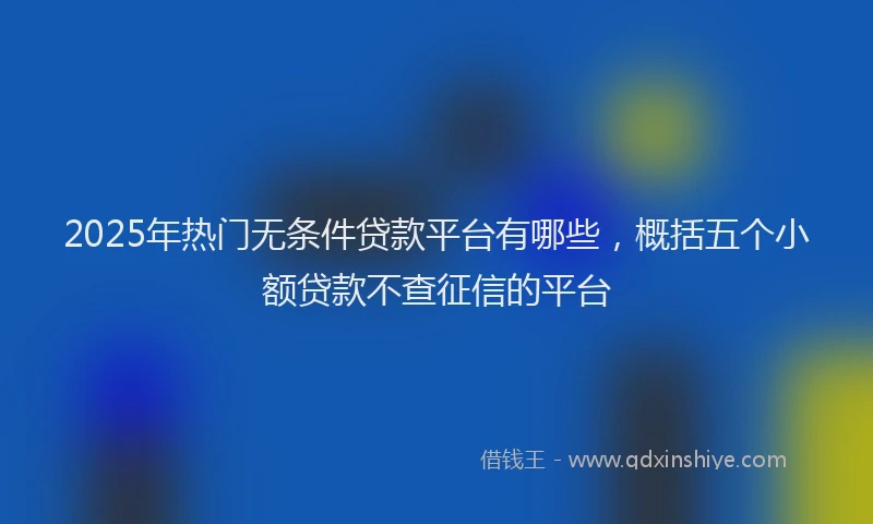 2025年热门无条件贷款平台有哪些，概括五个小额贷款不查征信的平台