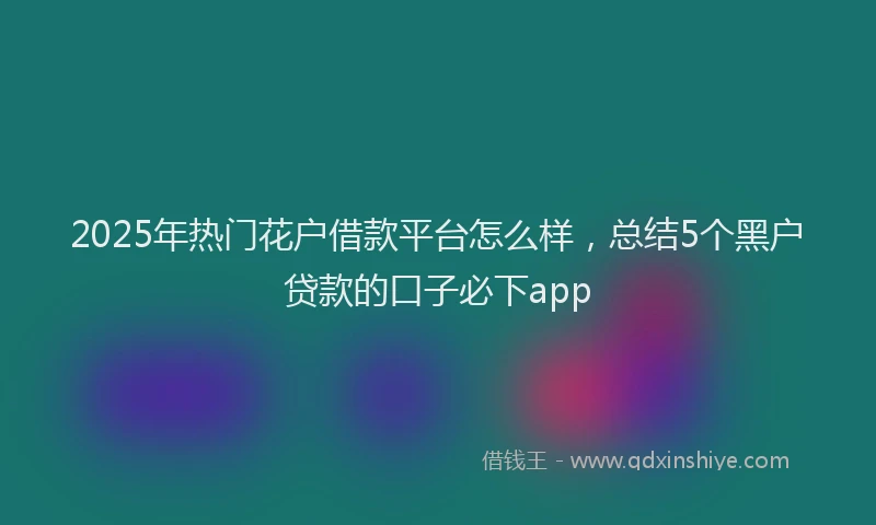 2025年热门花户借款平台怎么样，总结5个黑户贷款的口子必下app