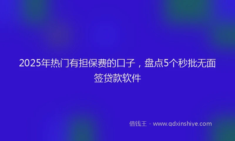 2025年热门有担保费的口子，盘点5个秒批无面签贷款软件