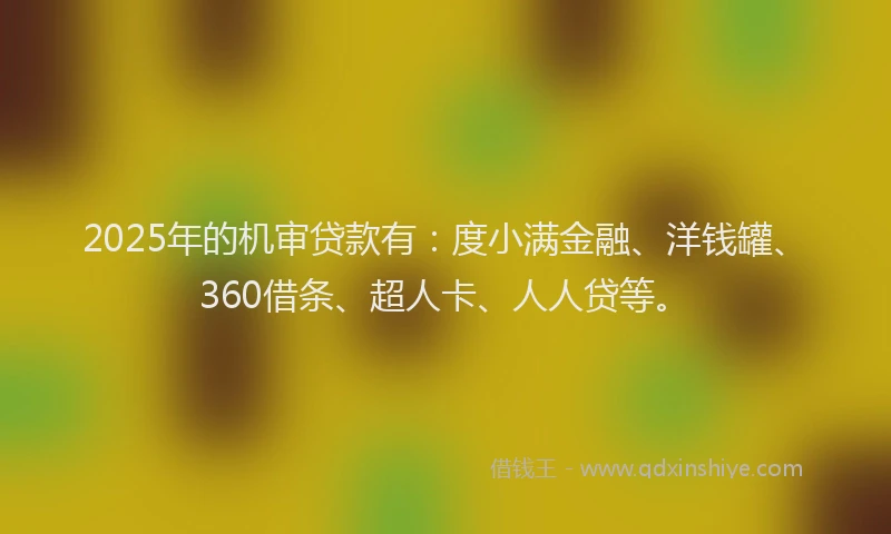 2025年的机审贷款有：度小满金融、洋钱罐、360借条、超人卡、人人贷等。