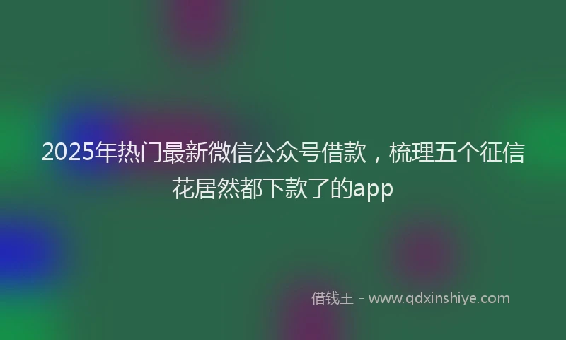 2025年热门最新微信公众号借款，梳理五个征信花居然都下款了的app
