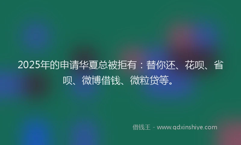 2025年的申请华夏总被拒有：替你还、花呗、省呗、微博借钱、微粒贷等。