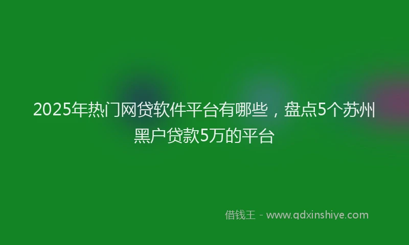 2025年热门网贷软件平台有哪些，盘点5个苏州黑户贷款5万的平台