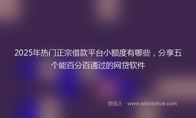 2025年热门正宗借款平台小额度有哪些，分享五个能百分百通过的网贷软件
