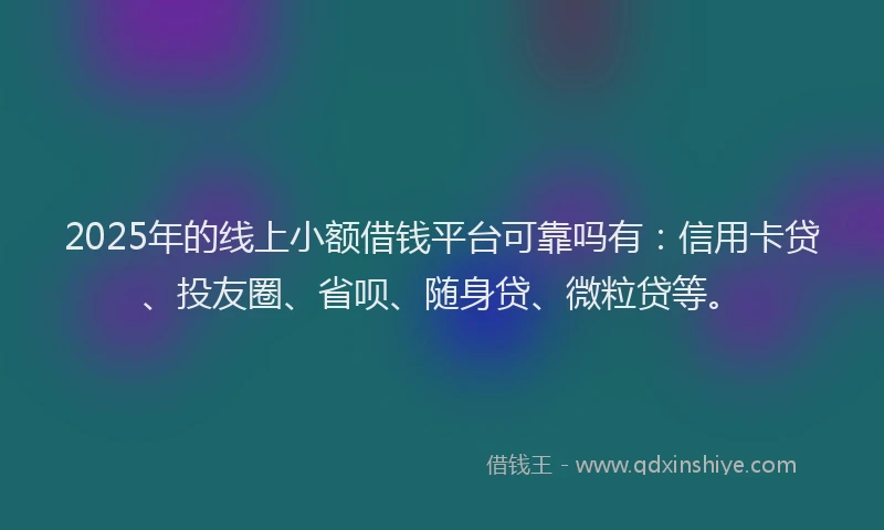 2025年的线上小额借钱平台可靠吗有：信用卡贷、投友圈、省呗、随身贷、微粒贷等。