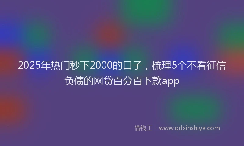 2025年热门秒下2000的口子，梳理5个不看征信负债的网贷百分百下款app