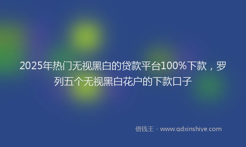 2025年热门无视黑白的贷款平台100%下款，罗列五个无视黑白花户的下款口子