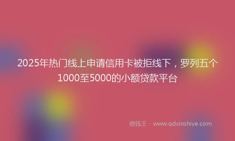2025年热门线上申请信用卡被拒线下，罗列五个1000至5000的小额贷款平台