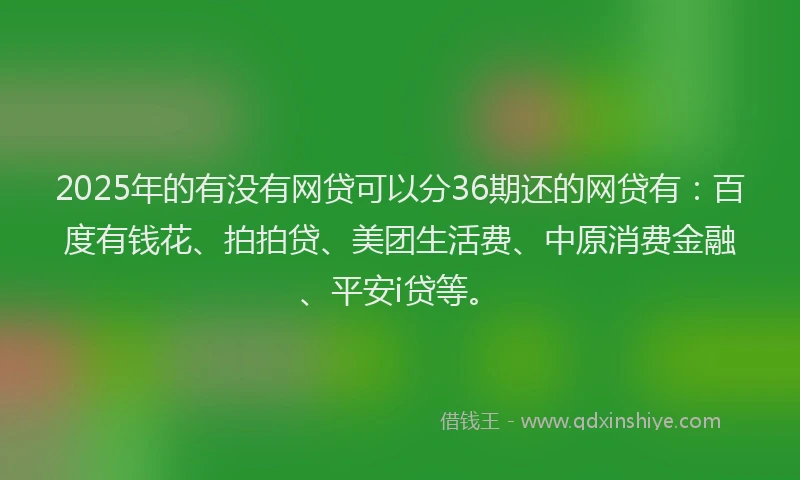 2025年的有没有网贷可以分36期还的网贷有：百度有钱花、拍拍贷、美团生活费、中原消费金融、平安i贷等。
