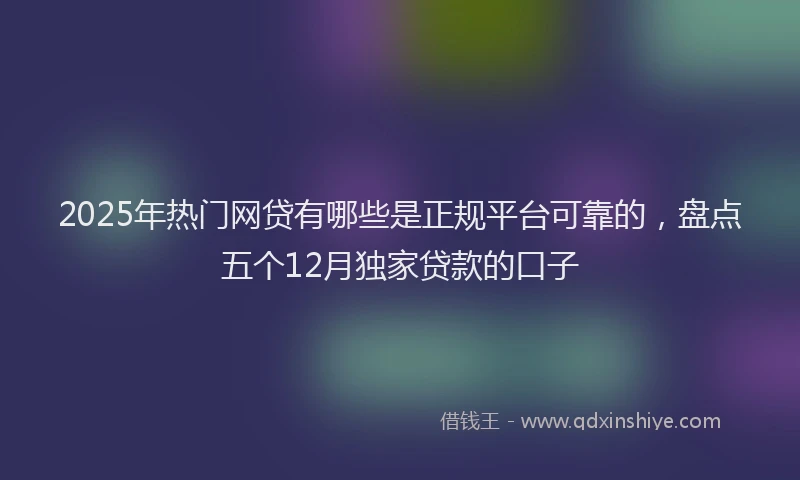 2025年热门网贷有哪些是正规平台可靠的，盘点五个12月独家贷款的口子