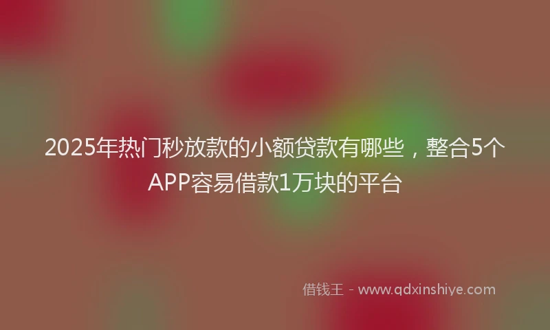 2025年热门秒放款的小额贷款有哪些，整合5个APP容易借款1万块的平台