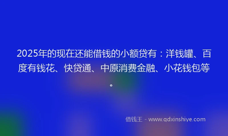 2025年的现在还能借钱的小额贷有：洋钱罐、百度有钱花、快贷通、中原消费金融、小花钱包等。