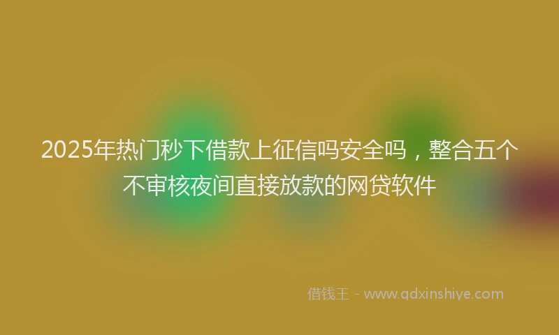 2025年热门秒下借款上征信吗安全吗，整合五个不审核夜间直接放款的网贷软件