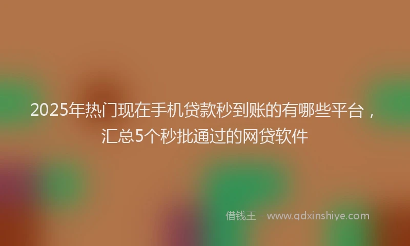 2025年热门现在手机贷款秒到账的有哪些平台，汇总5个秒批通过的网贷软件
