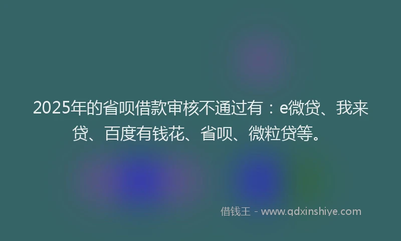 2025年的省呗借款审核不通过有：e微贷、我来贷、百度有钱花、省呗、微粒贷等。