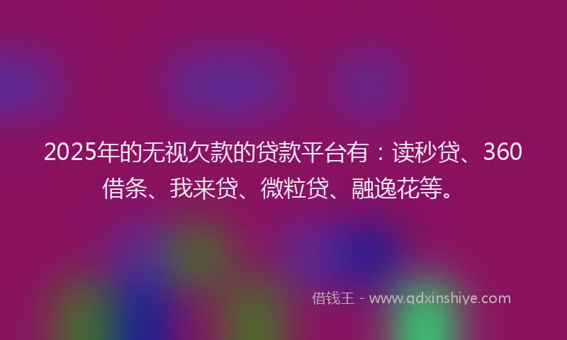 2025年的无视欠款的贷款平台有：读秒贷、360借条、我来贷、微粒贷、融逸花等。
