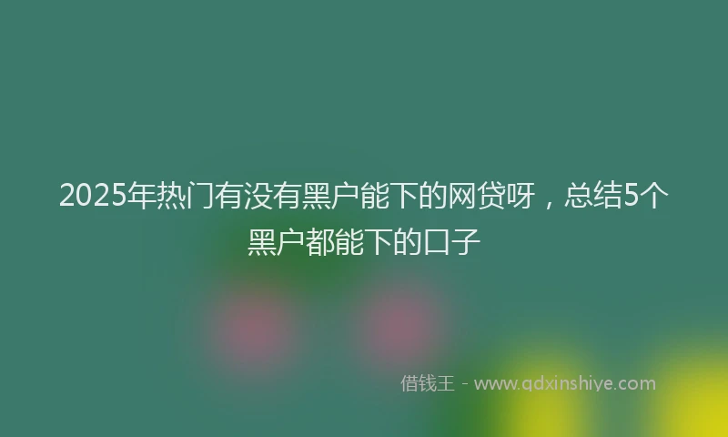2025年热门有没有黑户能下的网贷呀，总结5个黑户都能下的口子