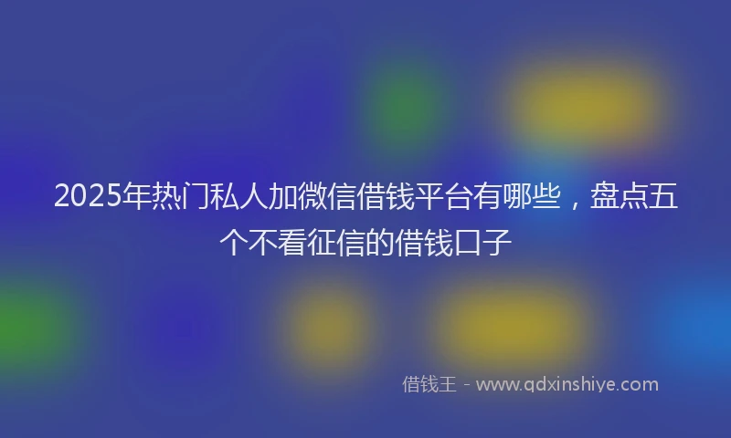 2025年热门私人加微信借钱平台有哪些，盘点五个不看征信的借钱口子