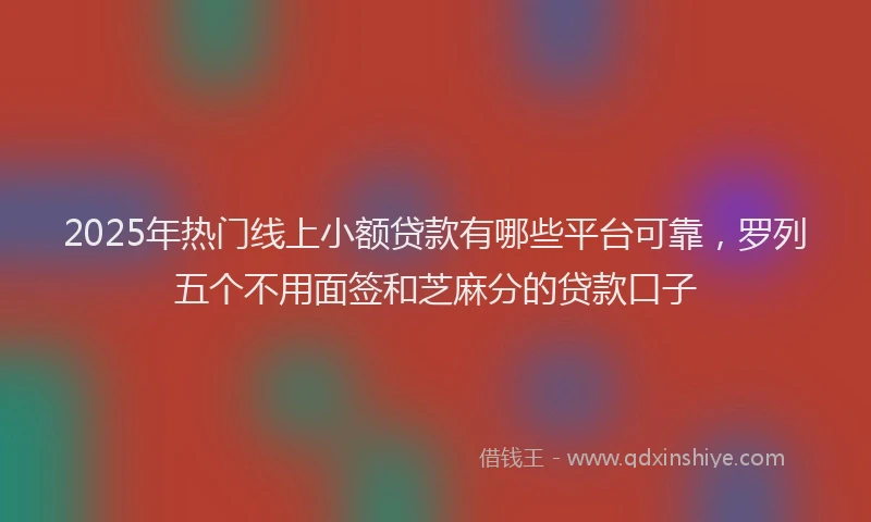 2025年热门线上小额贷款有哪些平台可靠，罗列五个不用面签和芝麻分的贷款口子