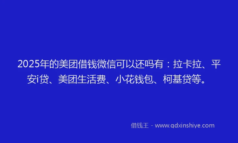 2025年的美团借钱微信可以还吗有：拉卡拉、平安i贷、美团生活费、小花钱包、柯基贷等。