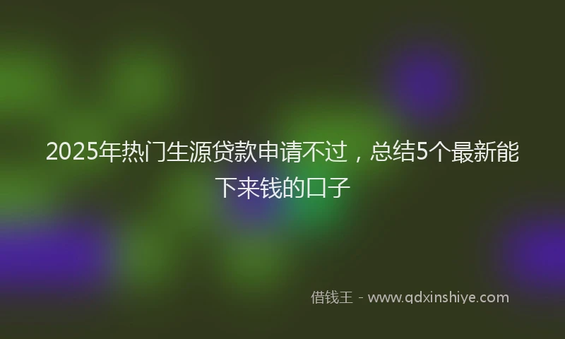 2025年热门生源贷款申请不过，总结5个最新能下来钱的口子
