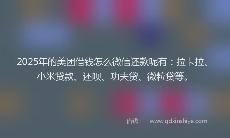 2025年的美团借钱怎么微信还款呢有：拉卡拉、小米贷款、还呗、功夫贷、微粒贷等。