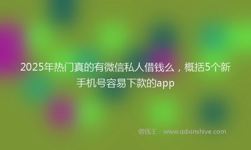 2025年热门真的有微信私人借钱么，概括5个新手机号容易下款的app