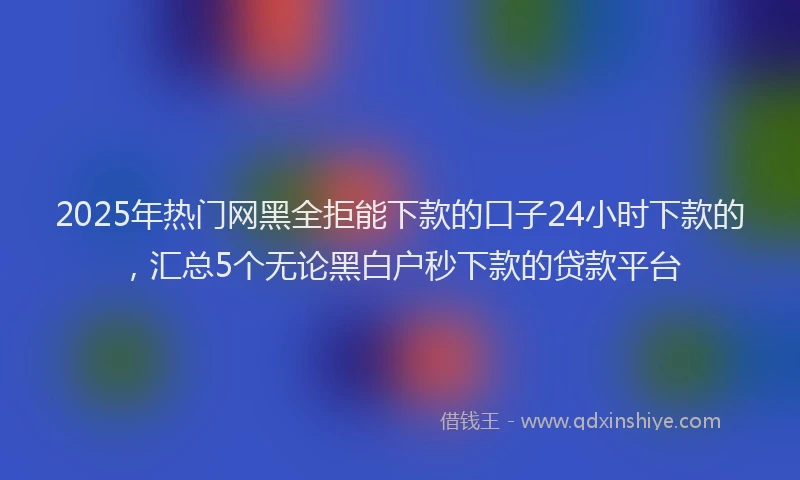 2025年热门网黑全拒能下款的口子24小时下款的，汇总5个无论黑白户秒下款的贷款平台