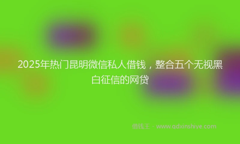 2025年热门昆明微信私人借钱，整合五个无视黑白征信的网贷