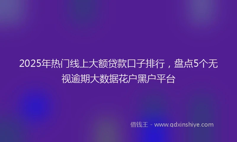 2025年热门线上大额贷款口子排行，盘点5个无视逾期大数据花户黑户平台