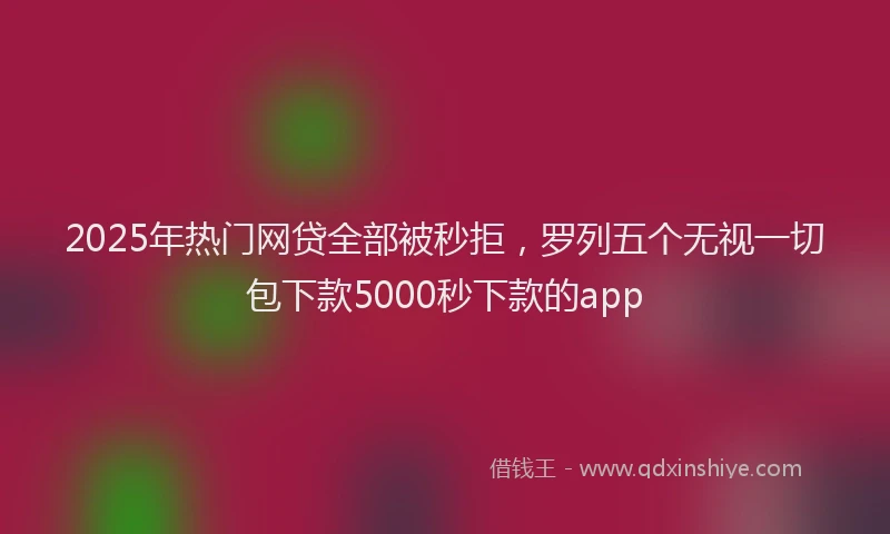 2025年热门网贷全部被秒拒，罗列五个无视一切包下款5000秒下款的app
