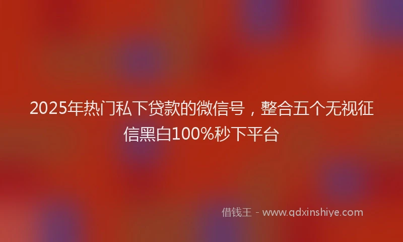 2025年热门私下贷款的微信号，整合五个无视征信黑白100%秒下平台