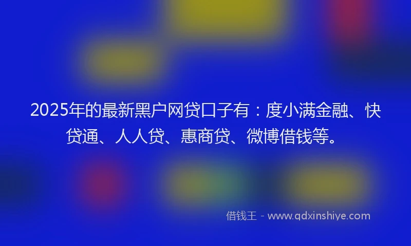 2025年的最新黑户网贷口子有：度小满金融、快贷通、人人贷、惠商贷、微博借钱等。