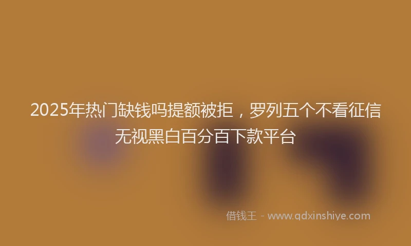 2025年热门缺钱吗提额被拒，罗列五个不看征信无视黑白百分百下款平台
