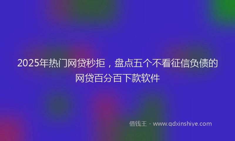2025年热门网贷秒拒，盘点五个不看征信负债的网贷百分百下款软件