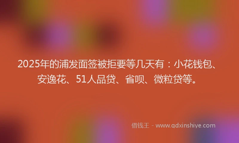 2025年的浦发面签被拒要等几天有：小花钱包、安逸花、51人品贷、省呗、微粒贷等。