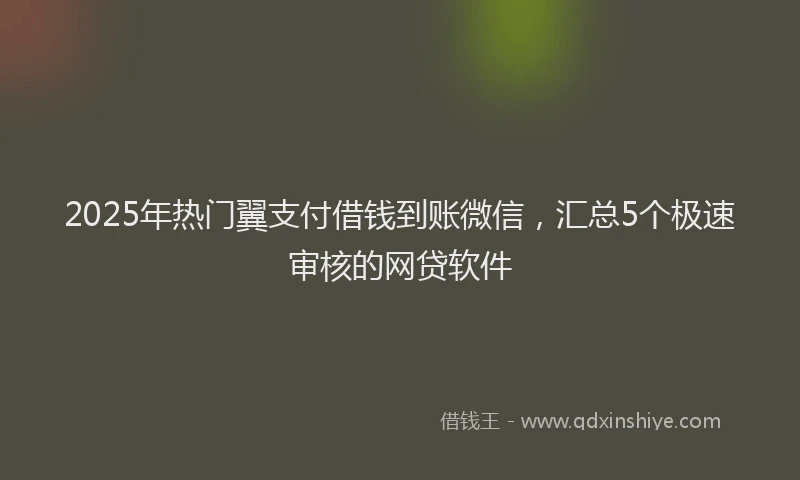 2025年热门翼支付借钱到账微信，汇总5个极速审核的网贷软件