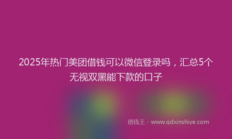 2025年热门美团借钱可以微信登录吗，汇总5个无视双黑能下款的口子