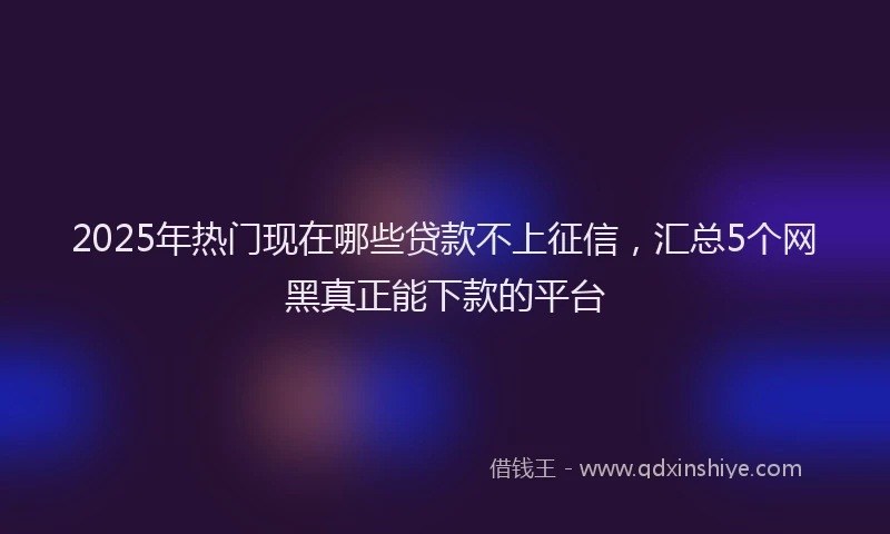 2025年热门现在哪些贷款不上征信，汇总5个网黑真正能下款的平台