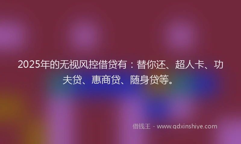 2025年的无视风控借贷有：替你还、超人卡、功夫贷、惠商贷、随身贷等。