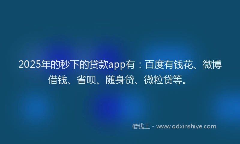 2025年的秒下的贷款app有：百度有钱花、微博借钱、省呗、随身贷、微粒贷等。