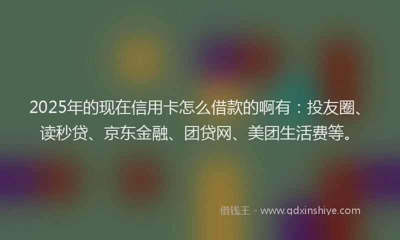 2025年的现在信用卡怎么借款的啊有：投友圈、读秒贷、京东金融、团贷网、美团生活费等。