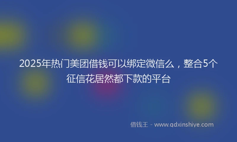 2025年热门美团借钱可以绑定微信么，整合5个征信花居然都下款的平台