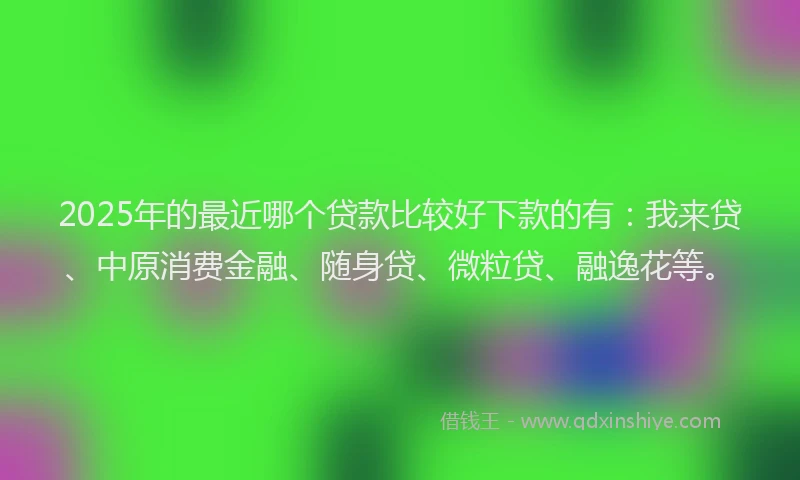 2025年的最近哪个贷款比较好下款的有：我来贷、中原消费金融、随身贷、微粒贷、融逸花等。