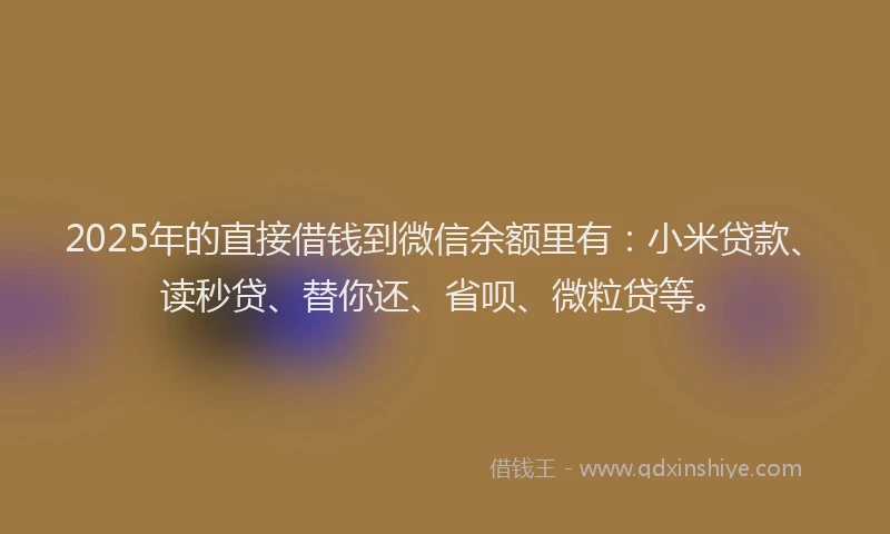 2025年的直接借钱到微信余额里有：小米贷款、读秒贷、替你还、省呗、微粒贷等。
