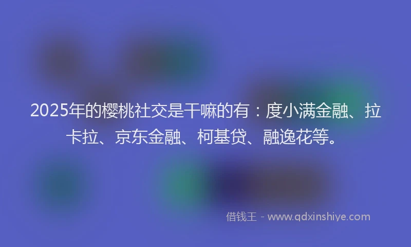 2025年的樱桃社交是干嘛的有：度小满金融、拉卡拉、京东金融、柯基贷、融逸花等。