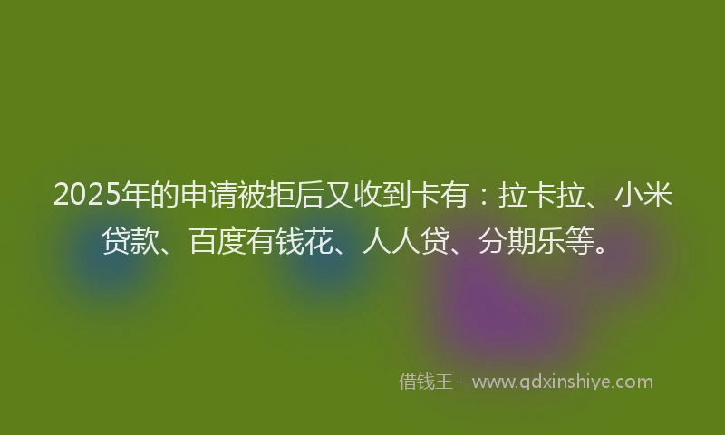 2025年的申请被拒后又收到卡有：拉卡拉、小米贷款、百度有钱花、人人贷、分期乐等。
